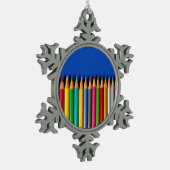 Kleurrijke potloodkreeften tin sneeuwvlok ornament (Links)