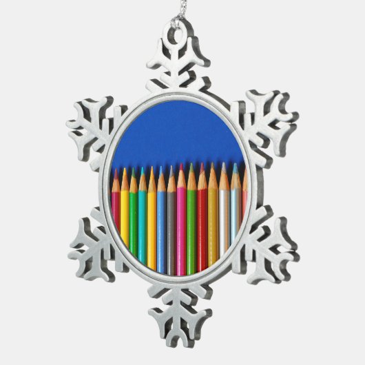 Kleurrijke potloodkreeften tin sneeuwvlok ornament (Rechts)