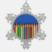 Kleurrijke potloodkreeften tin sneeuwvlok ornament (Voorkant)