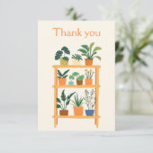 Kleurrijke potplanten op een rek bedankkaart (Staand voorkant)