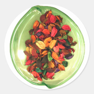 Kleurrijke potpourri: een geur-stationair display ronde sticker