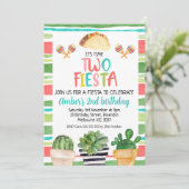 Kleurrijke Potted Cactus Time Two Fiesta Verjaarda Kaart (Staand voorkant)