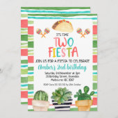 Kleurrijke Potted Cactus Time Two Fiesta Verjaarda Kaart (Voorkant / Achterkant)