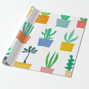 Kleurrijke Potted Planten Cadeaupapier