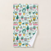 Kleurrijke Potted Planten Succulent & Cactus Patte Bad Handdoek (Handdoek)