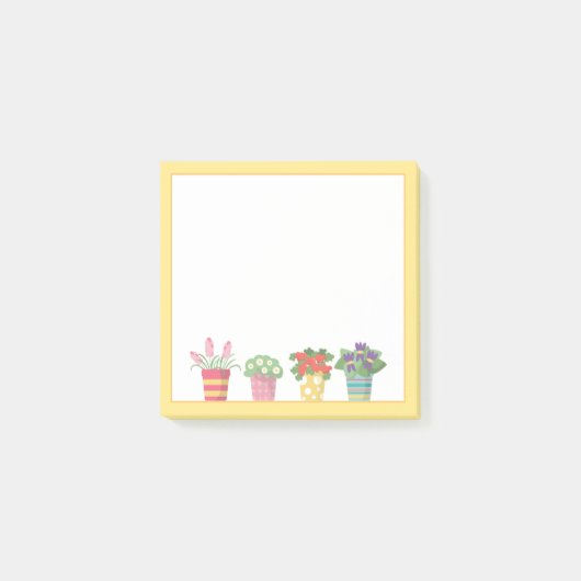 Kleurrijke potten en bloemen post-it® notes (Voorkant)