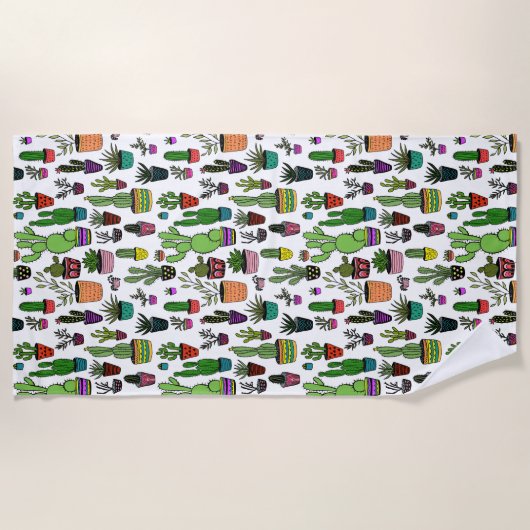 Kleurrijke potten Planten Patroon Succulenten & Ca Strandlaken (Voorkant)