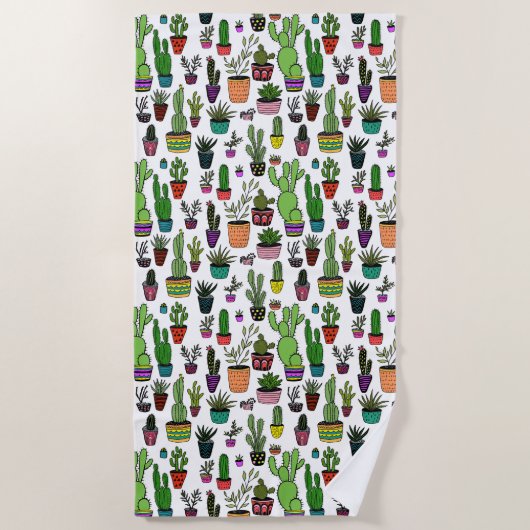 Kleurrijke potten Planten Patroon Succulenten & Ca Strandlaken (Voorkant)