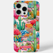 Kleurrijke Preppy Cactus Floral gepersonaliseerde  Case-Mate iPhone Case (Achterkant)