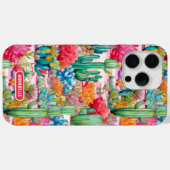 Kleurrijke Preppy Cactus Floral gepersonaliseerde  Case-Mate iPhone Case (Achterkant (horizontaal))