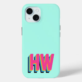 Kleurrijke Preppy Initiaal naam iPhone 15 Case