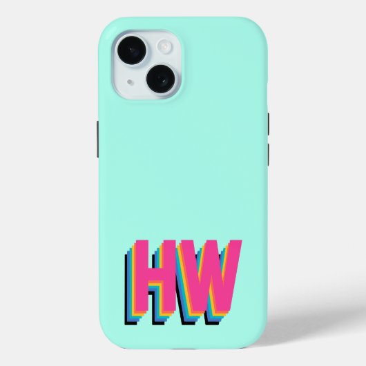 Kleurrijke Preppy Initiaal naam Case-Mate iPhone Case (Achterkant)