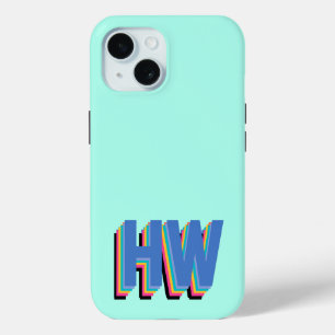 Kleurrijke Preppy Initiaal naam iPhone 15 Case