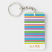 Kleurrijke Preppy Stripes NAAM Moderne Zomer Hip P Sleutelhanger (Voorkant)