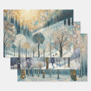 Kleurrijke pret abstracte winterwonderland kunst inpakpapier vel