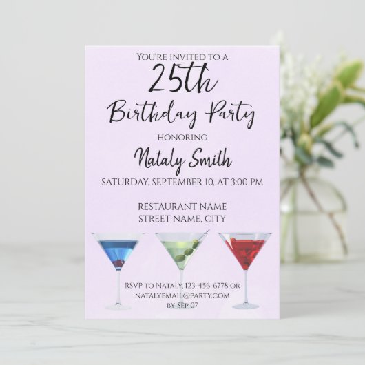 Kleurrijke pret cocktails kaart (Staand voorkant)