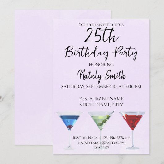 Kleurrijke pret cocktails kaart (Voorkant / Achterkant)