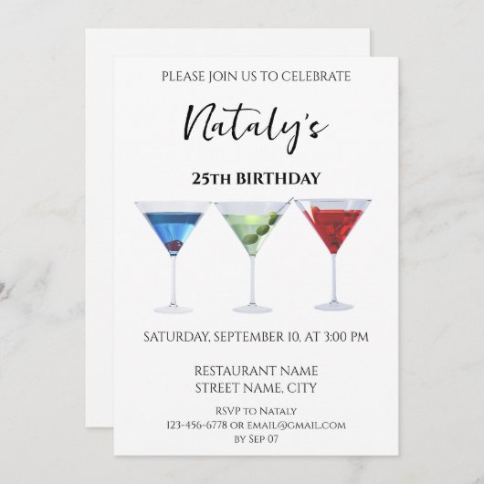 Kleurrijke pret cocktails kaart (Voorkant / Achterkant)