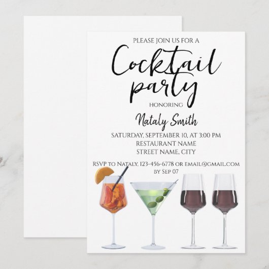 Kleurrijke pret cocktails kaart (Voorkant / Achterkant)