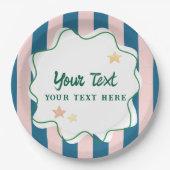 Kleurrijke Pret Groene Strepen Ster Feest Benodigd Papieren Bordje (Voorkant)