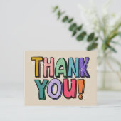 Kleurrijke Pret Handgeschreven Bedankkaart Briefkaart (Staand voorkant)