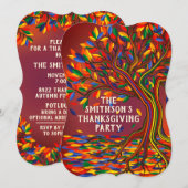 Kleurrijke Pret Herfst Boom Thanksgiving Ontmoetin Kaart (Voorkant / Achterkant)