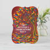 Kleurrijke Pret Herfst Boom Thanksgiving Ontmoetin Kaart (Staand voorkant)