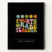 Kleurrijke pret vierde klas leraar aangepaste naam notitieboek (Achterkant)