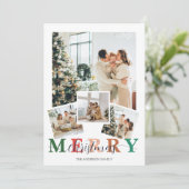 Kleurrijke Prettig Kerstfeest 5 foto's Feestdagenkaart (Staand voorkant)