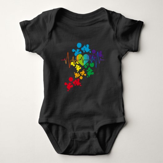 Kleurrijke pride Heart Rainbow Heartbeat lgbt Romper (Voorkant)