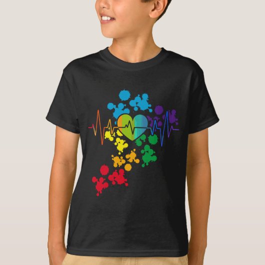 Kleurrijke pride Heart Rainbow Heartbeat lgbt T-shirt (Voorkant)