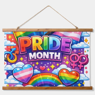 Kleurrijke Pride Maand Regenboog en Eenhoorn Kunst Hangend Wandkleed
