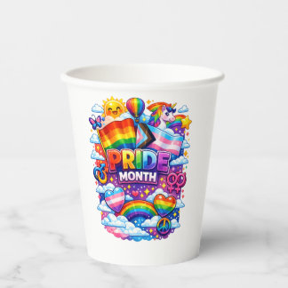 Kleurrijke Pride Maand Regenboog en Eenhoorn Kunst Papieren Bekers