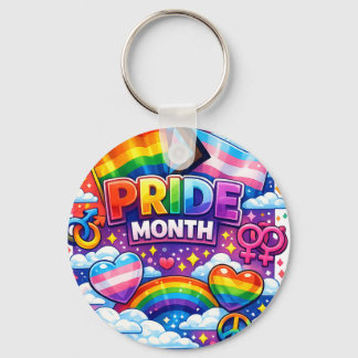 Kleurrijke Pride Maand Regenboog en Eenhoorn Kunst Sleutelhanger