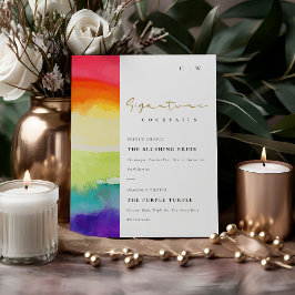 Kleurrijke Pride Rainbow Signature Drinken Cocktai Reclamebord Met Voetstuk