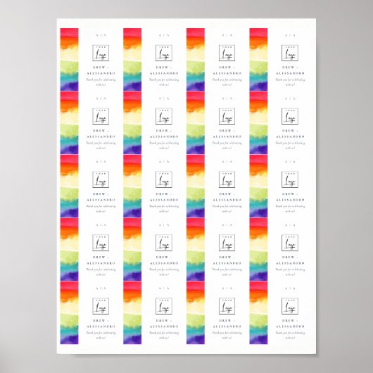 Kleurrijke Pride Regenboog Bruiloft Digitale Favor Poster (Voorkant)