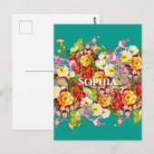 Kleurrijke primroses Cute Floral Spring Personaliz Briefkaart (Voorkant / Achterkant)
