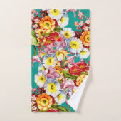 Kleurrijke primroses Floral Spring Pattern Bad Handdoek (Handdoek)