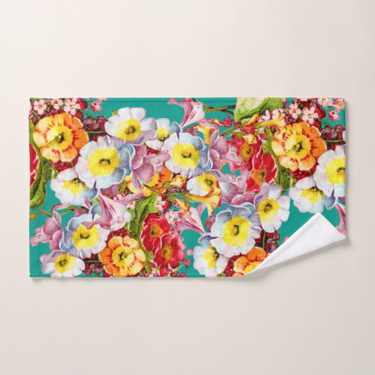 Kleurrijke primroses Floral Spring Pattern Bad Handdoek (Handdoek)