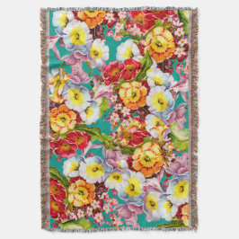 Kleurrijke  primroses Floral Spring Pattern Deken