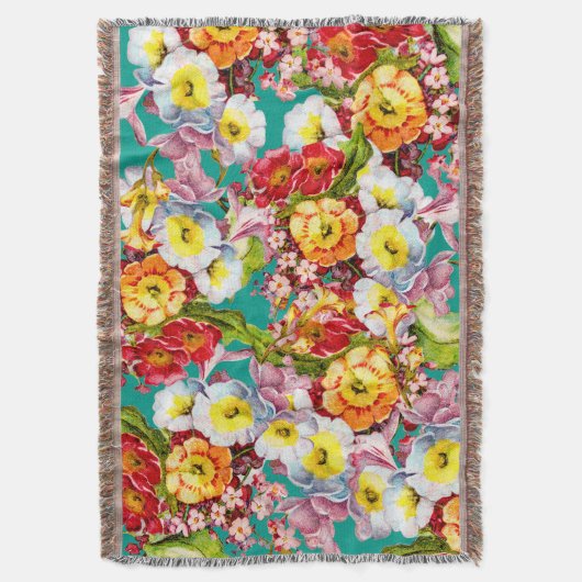 Kleurrijke  primroses Floral Spring Pattern Deken (Voorkant Verticaal)