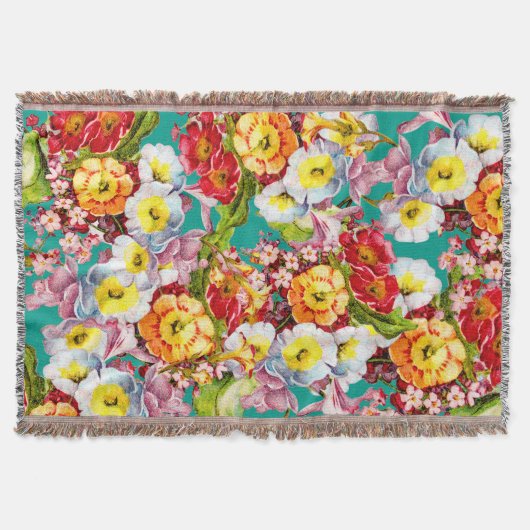 Kleurrijke  primroses Floral Spring Pattern Deken (Voorkant)