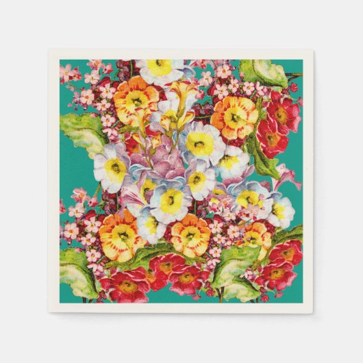 Kleurrijke  primroses Floral Spring Pattern Servet (Voorkant)