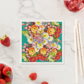 Kleurrijke  primroses Floral Spring Pattern Servet (Insitu)