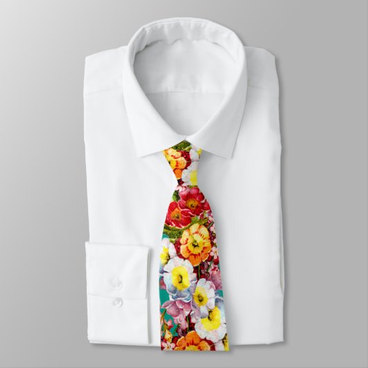 Kleurrijke  primroses Floral Spring Pattern Stropdas (Gebonden)