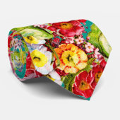 Kleurrijke  primroses Floral Spring Pattern Stropdas (Opgerold)