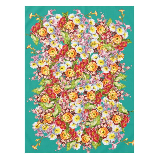 Kleurrijke  primroses Floral Spring Pattern Tafelkleed (Voorkant)