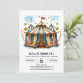 Kleurrijke Printable Joy Circus Verjaardag Kaart (Staand voorkant)