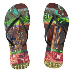 Kleurrijke printkaart Gepersonaliseerd Geeky Teenslippers