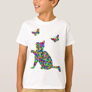 Kleurrijke prismatische keuken die met butterflies t-shirt